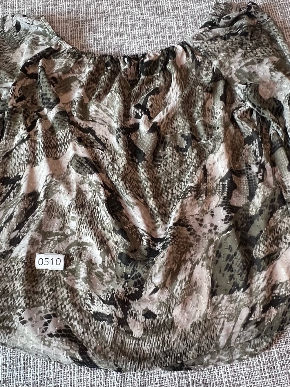 White House Black Market Olive & Black Snake-Print Blouse